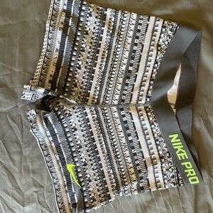 Nike Pro Black and Gray Patterned Shorts